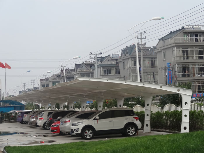 蘇州小區(qū)七字型膜結構汽車停車棚